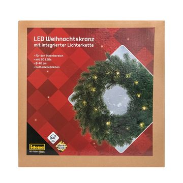 Idena LED Dekoobjekt Idena 30260 - LED Weihnachtskranz mit Lichter-Kette und 20 LED in