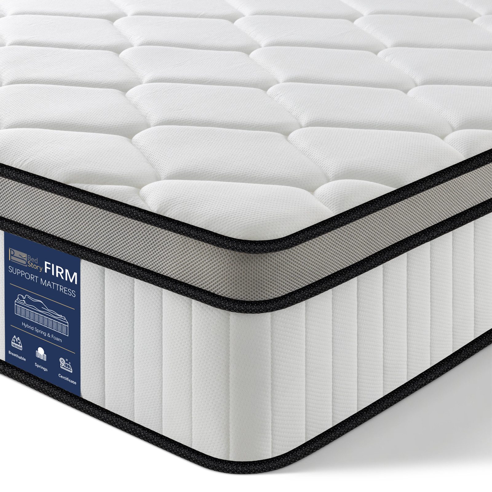 Hybridmatratze Taschenfederkernmatratze 90x200/120x200, 26/31cm H3/H4 mittelfest, BedStory, 26 cm hoch