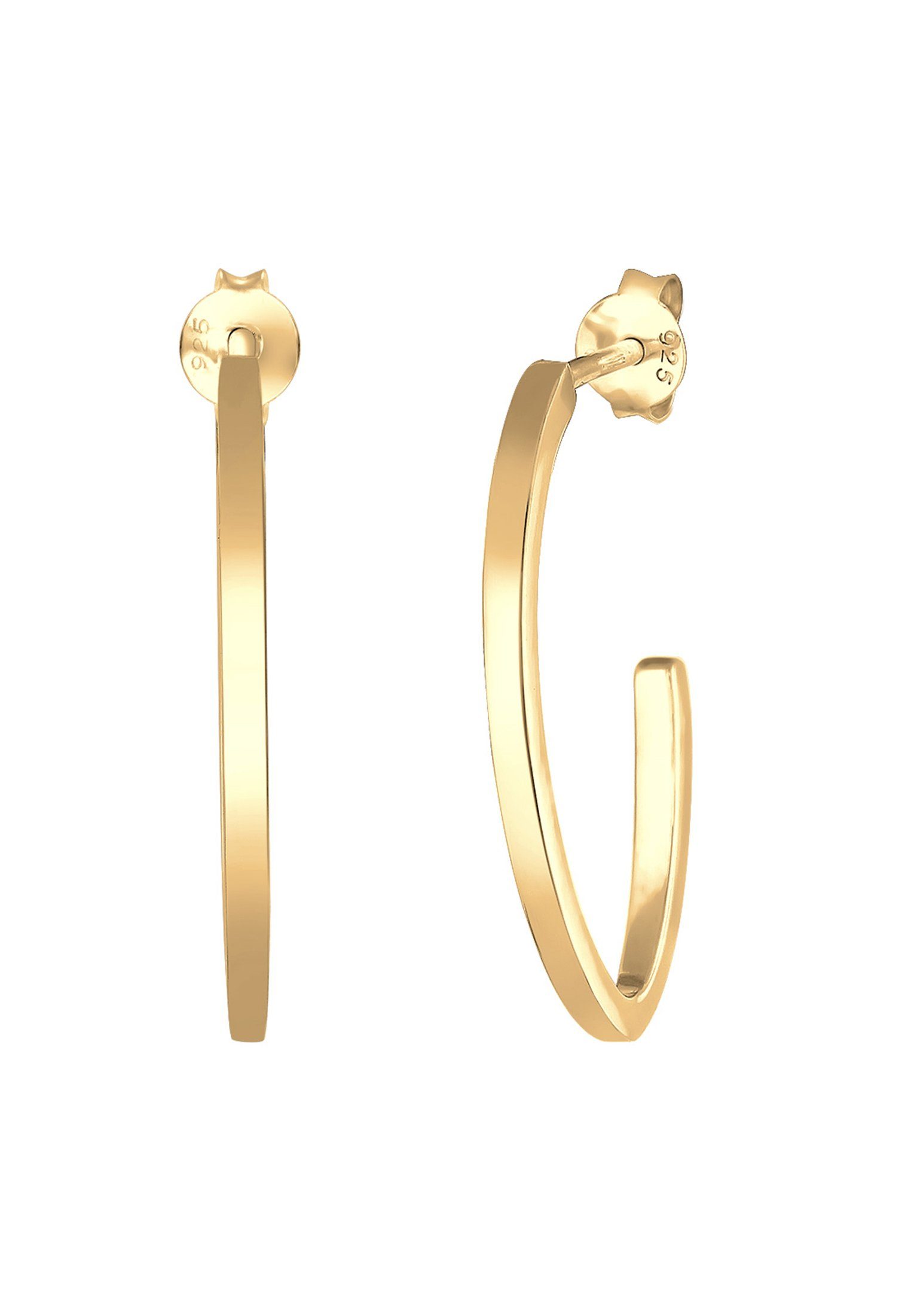 Elli Paar Creolen Creolen Ohrstecker oval 925 Sterling Silber, Geo