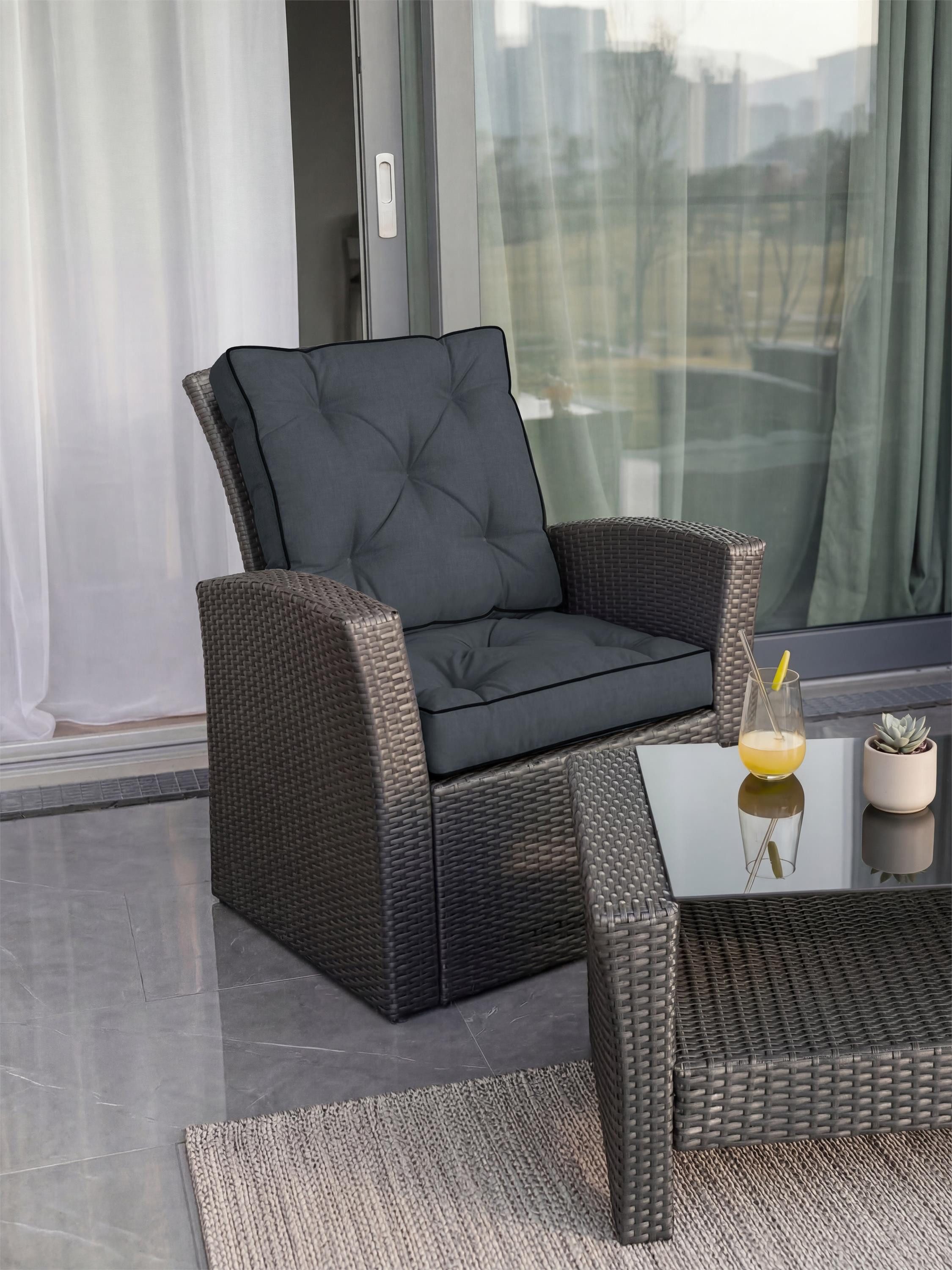 Aspero Sitzauflage 2 Stuhlkissen 50x50 cm Valletta, Gepolsterte Outdoor Auflage mit Steppung – Bild 2 von 5
