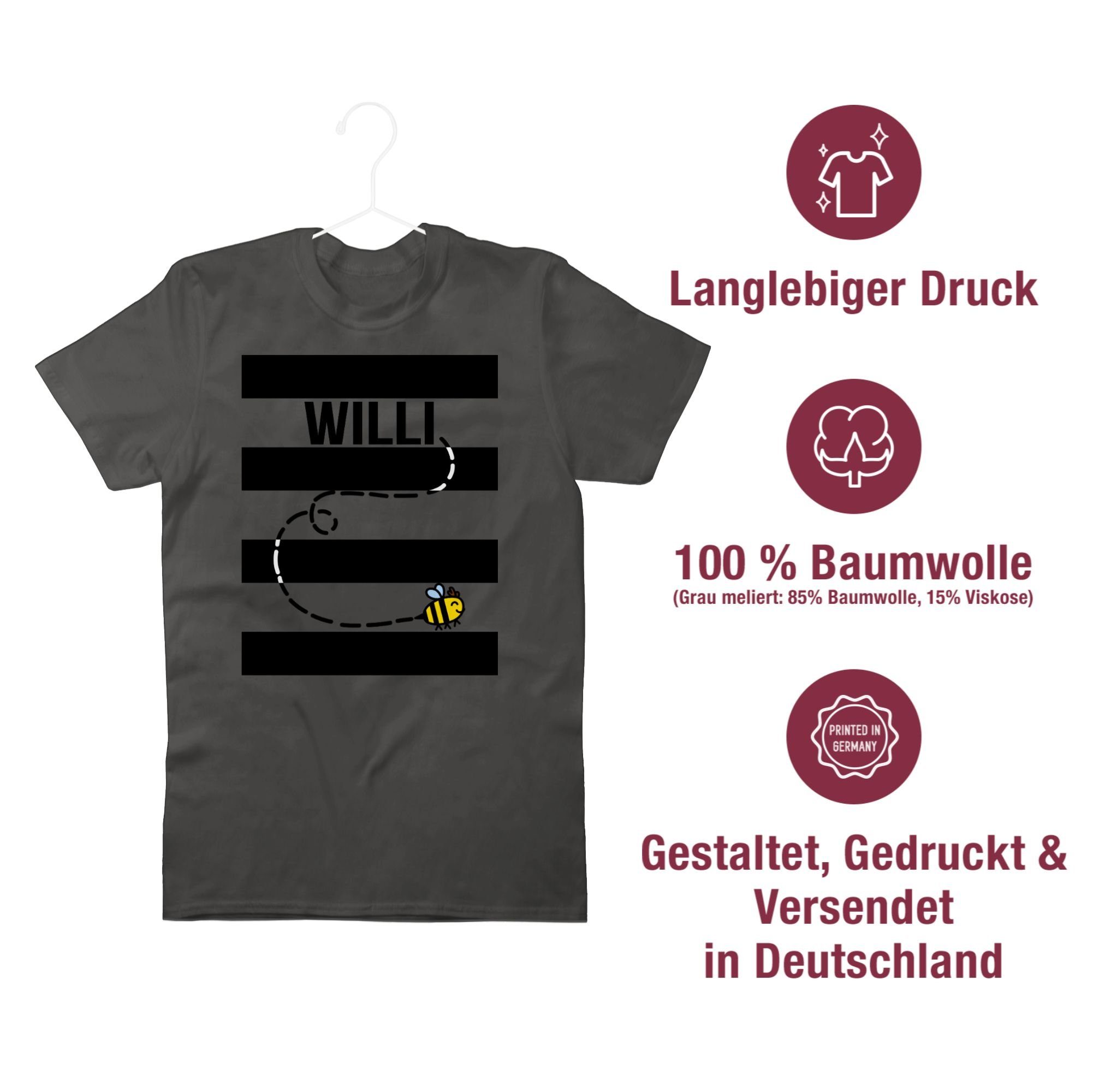 Dunkelgrau Willi Outfit 2 Kostüm Shirtracer Bienen T-Shirt Karneval