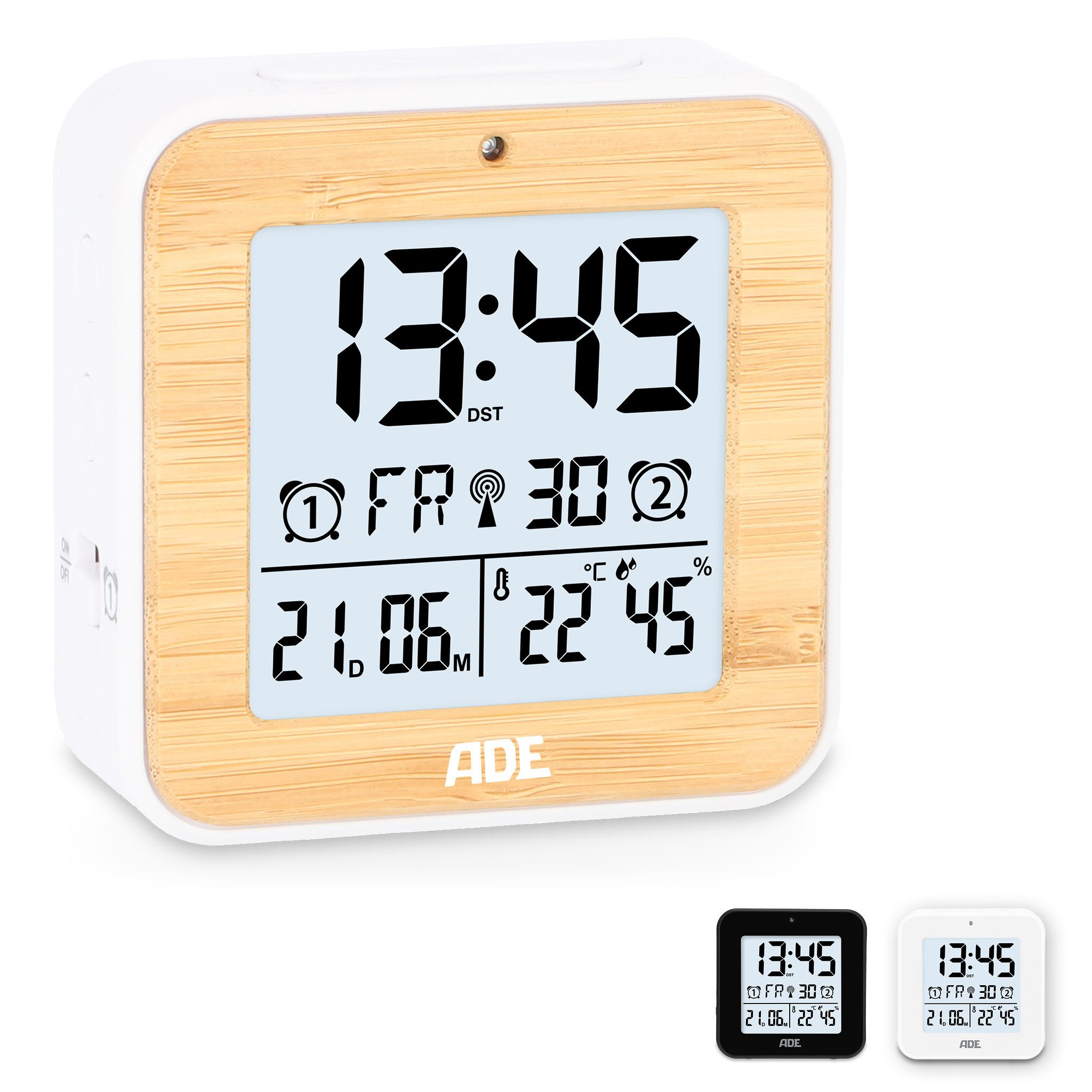 ADE Funkwecker Wecker digital funk mit Temperatur und