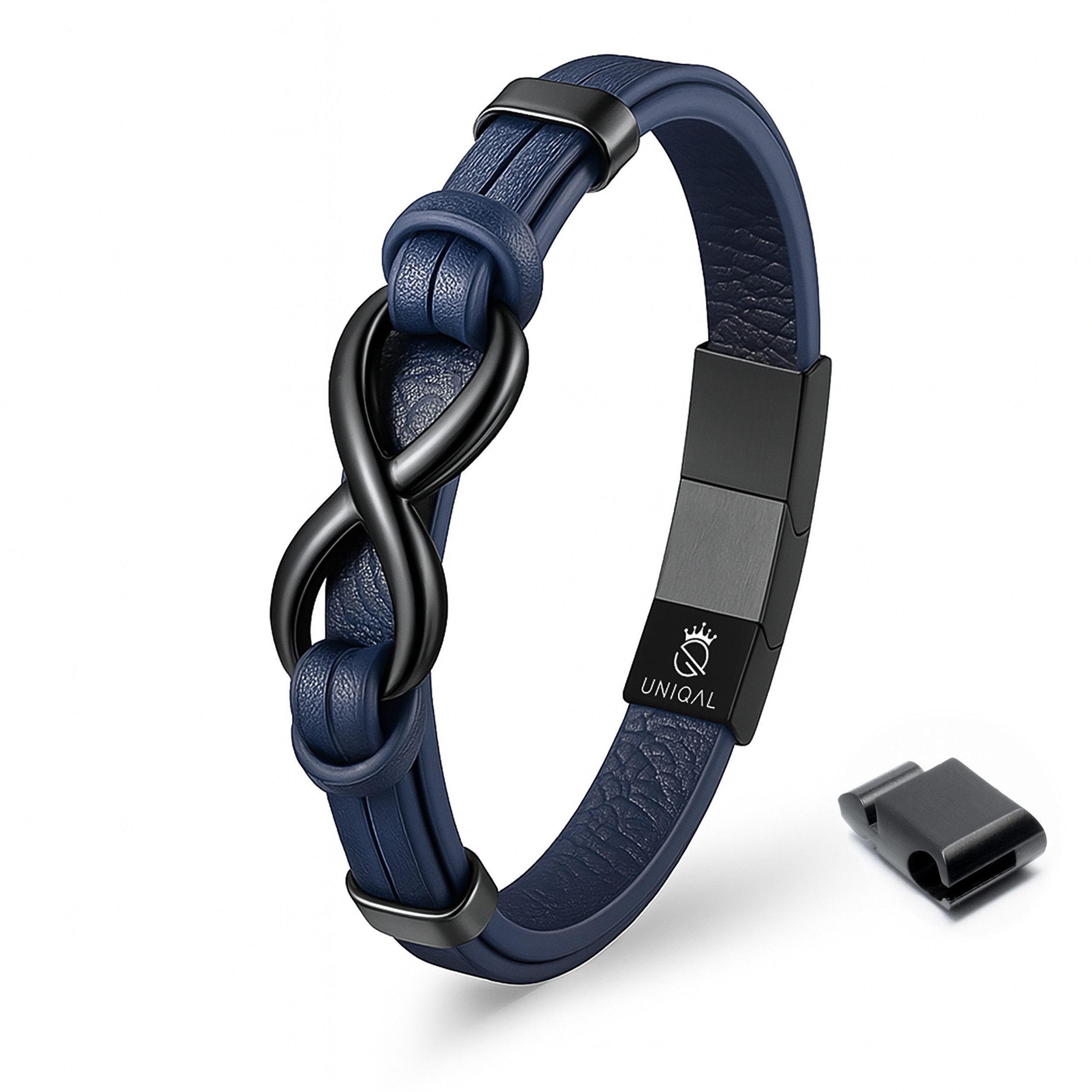 UNIQAL.de Lederarmband Unendlichkeit Leder Armband "INFINITY" Herren (Edelstahl, Echtleder, Casual Style, Handgefertigt), Designed in Germany