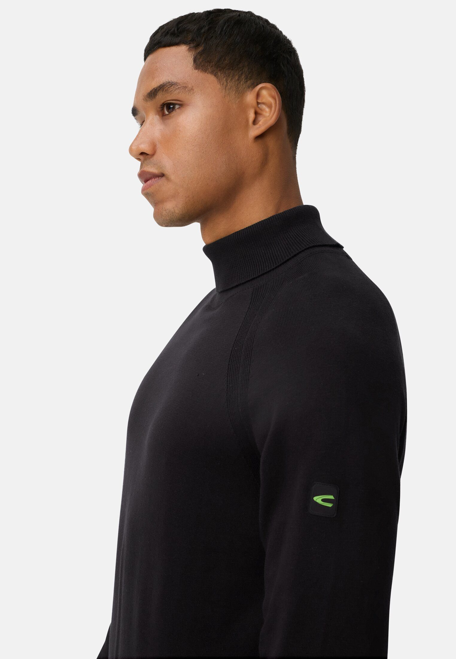 camel active Rollkragenpullover aus reiner Baumwolle Langarm Mit Rollkragen