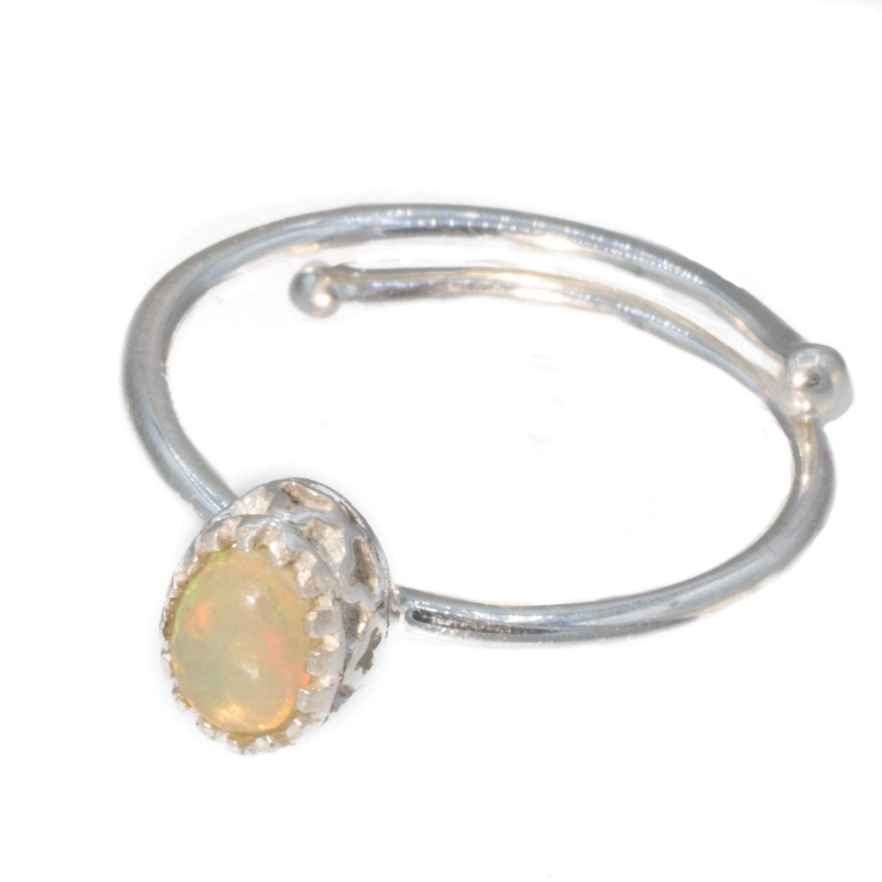 Fingerring Ring mit echtem Edel Opal, verstellbar (1-tlg), echter Edelopal