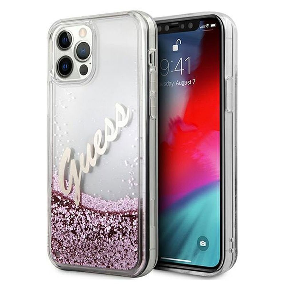 Guess Handyhülle »Guess Apple iPhone 12 / 12 Pro Pink Glitter Vintage  Script Glitzer Hard Case Cover Schutzhülle Etui« online kaufen | OTTO