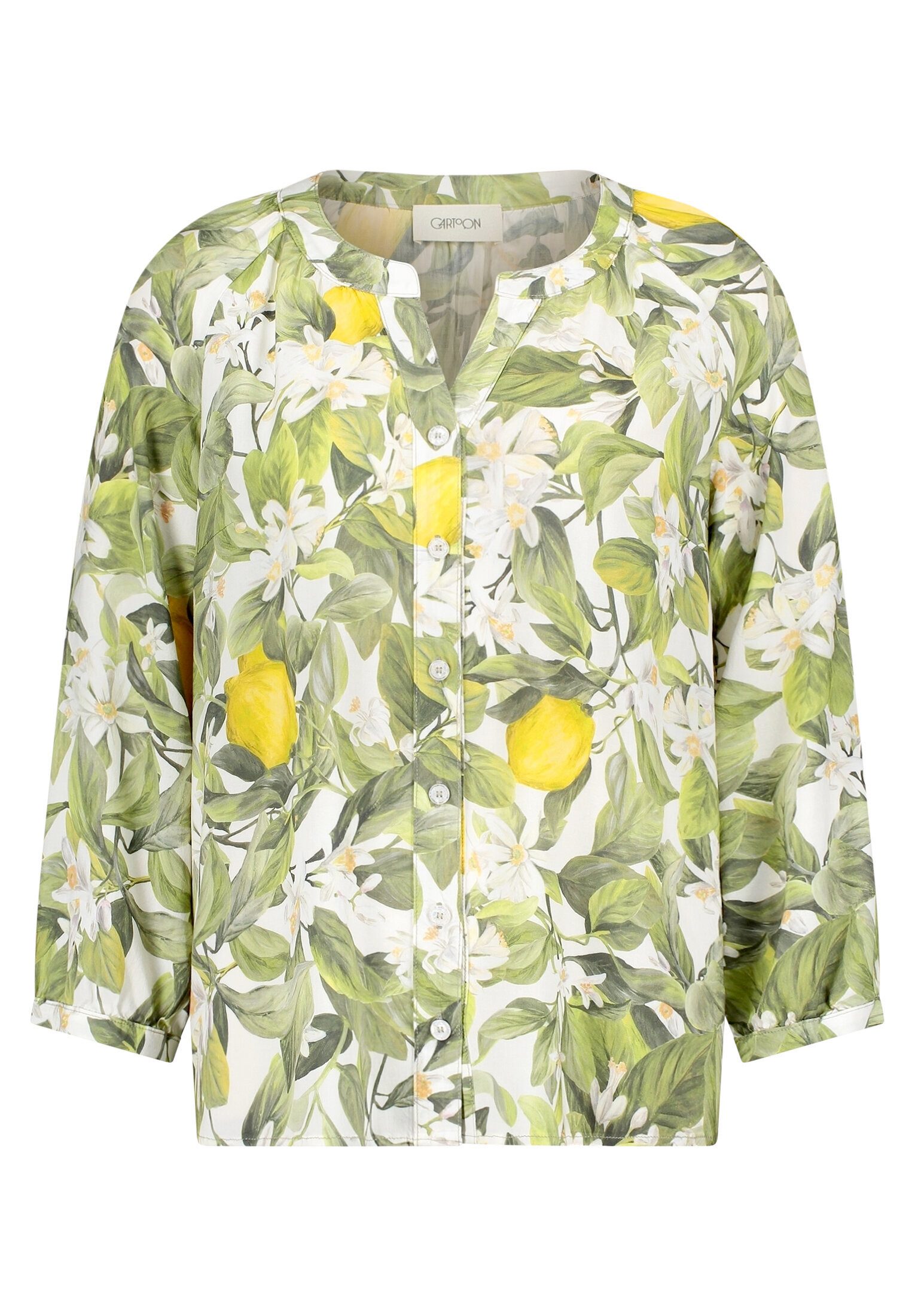Cartoon Schlupfbluse Damen mit Knopfleiste