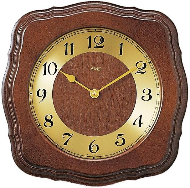 AMS Funkwanduhr F5862/1 (Quarz,Holz,Glas,Buche nussbaumfarben,Wohnzimmer,Kü günstig online kaufen