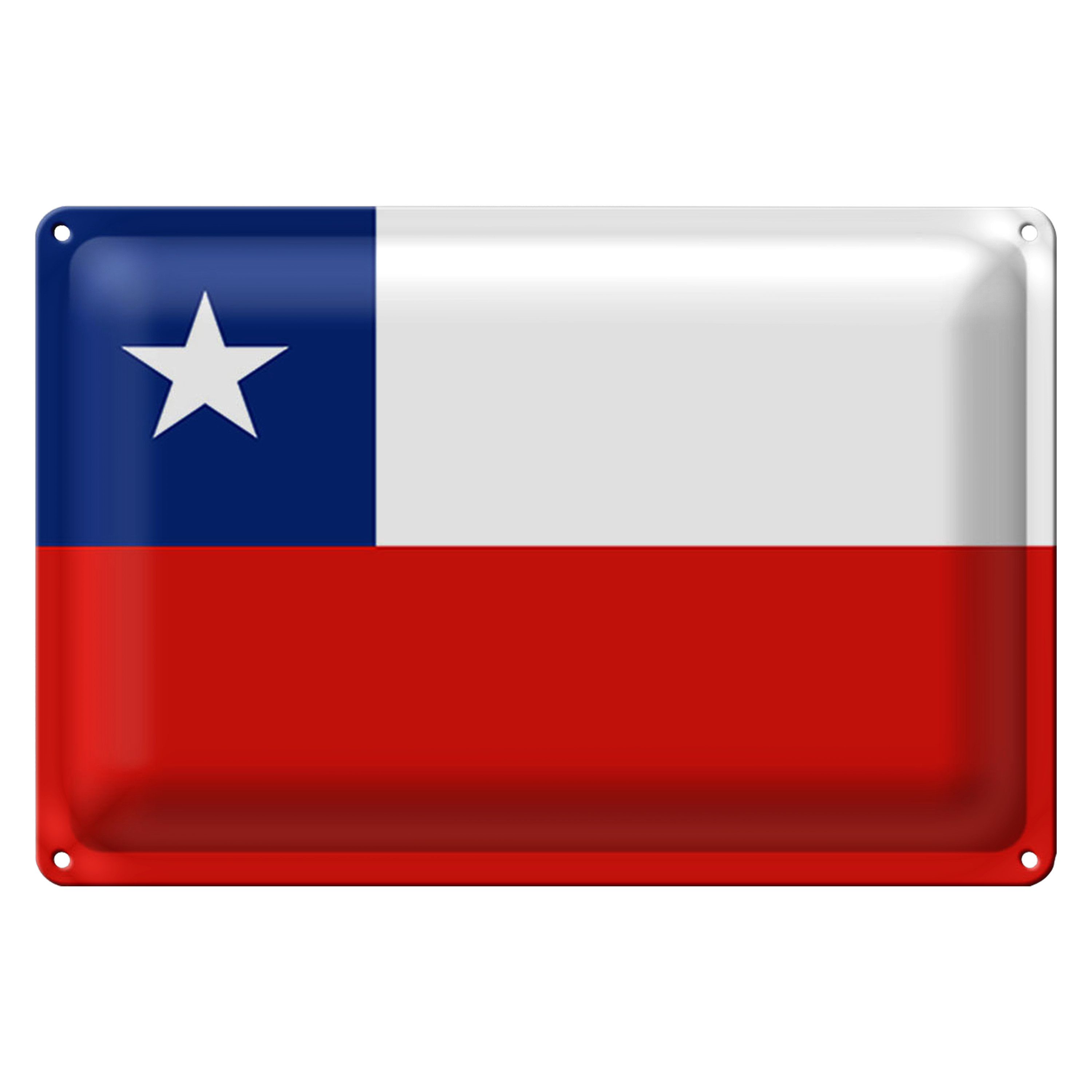 Roomando Metallschild Blechschild Flagge Chile 30x20cm Flag of Chile