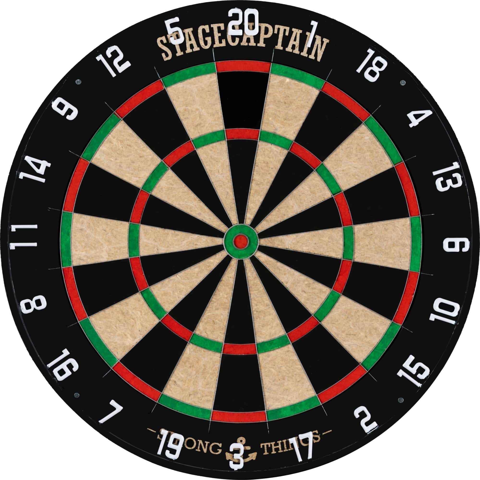 Stagecaptain Dartscheibe DBS-1715C BullsEye Champion, (Dartboard-Set, 18-tlg., inkl. 6 Dartpfeilen und 12 Flights), Steeldartscheibe aus Sisal mit dünnen Drähten
