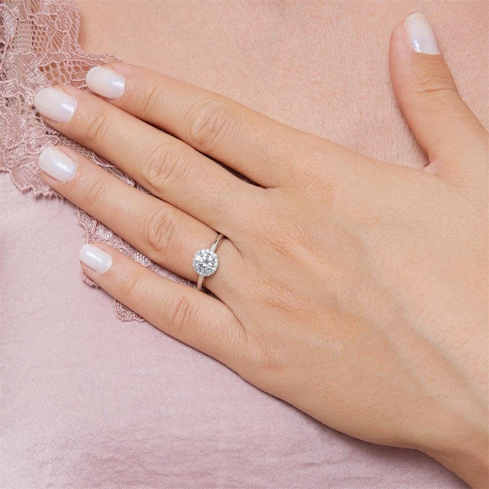 JEWLIX Verlobungsring Halo Verlobungsring aus Sterlingsilber mit Zirkonia von JEWLIX