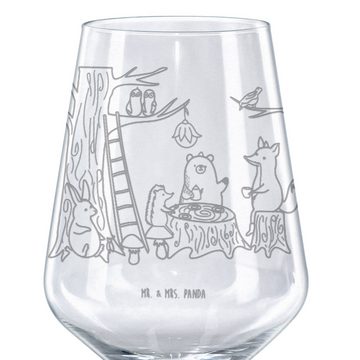 Mr. & Mrs. Panda Rotweinglas Waldtiere Picknick - Transparent - Geschenk, Spülmaschinenfeste Weing, Premium Glas, Stilvolle Gravur