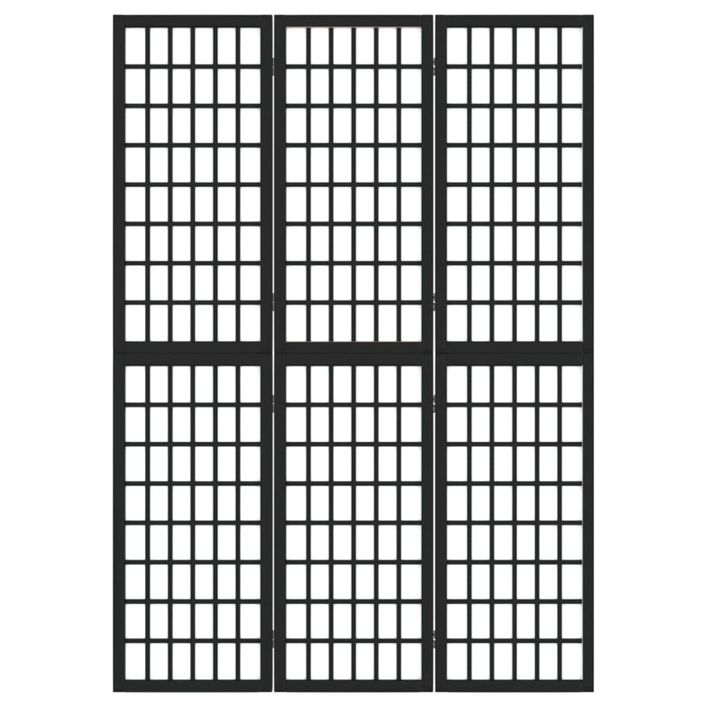 vidaXL Raumteiler 3-tlg. Paravent Japanischer Stil Faltbar 120x170 cm Schwarz, 1-tlg.