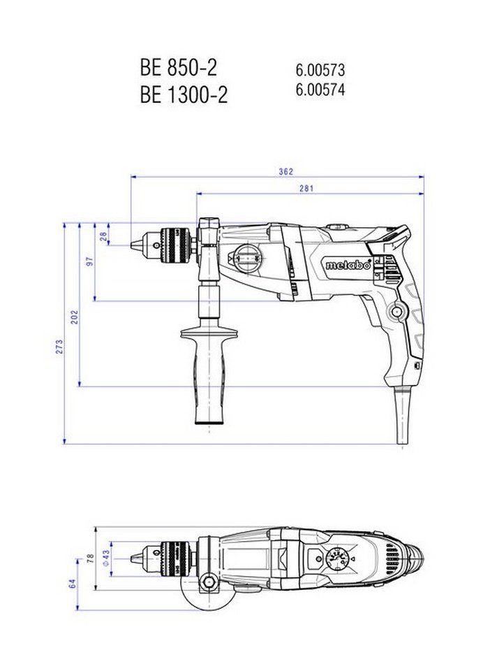 metabo Bohrmaschine BE Mit 850-2, Schnellspannbohrfutter