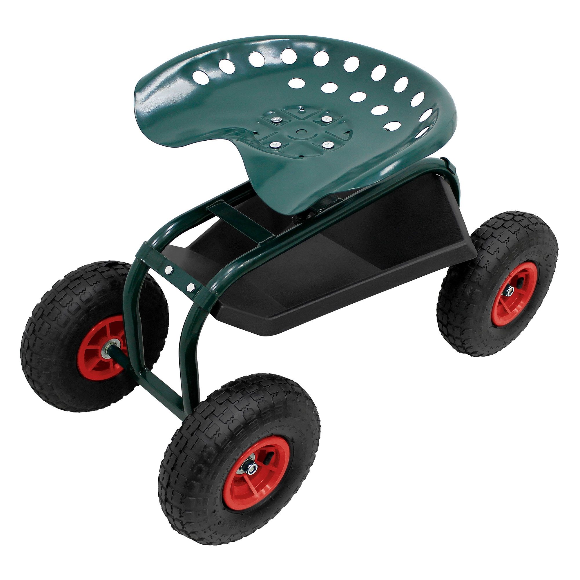 ECD Germany Hocker Gartenrollsitz Gartensitz 360° drehbar und höhenverstellbar bis 150 kg, Gartenwagen aus Stahl mit Ablagefläche für Gartenarbeit & Autopflege von ECD Germany
