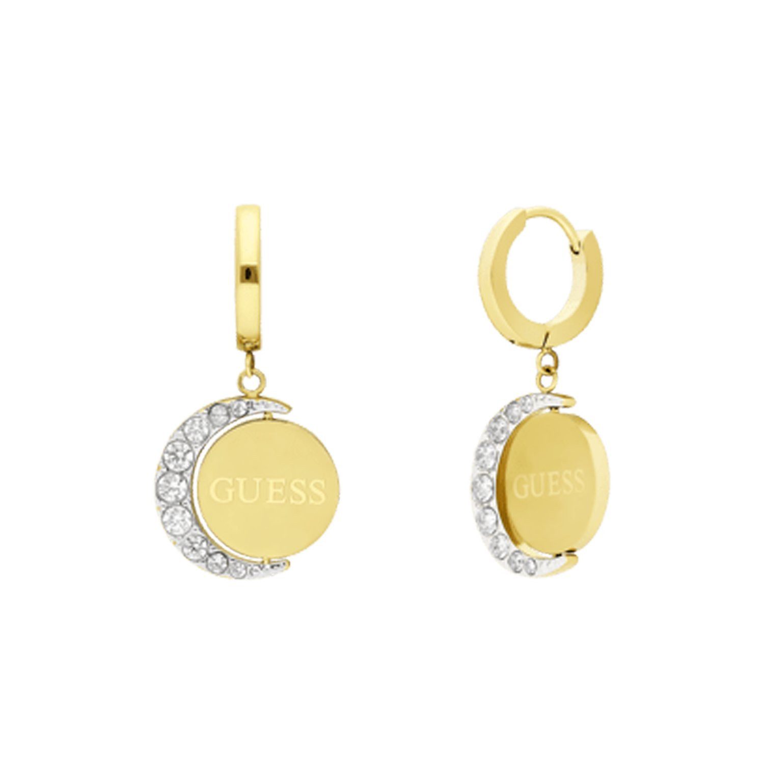 Guess Paar Creolen Ohrring - Stahl - Gold - Kristall - Damen