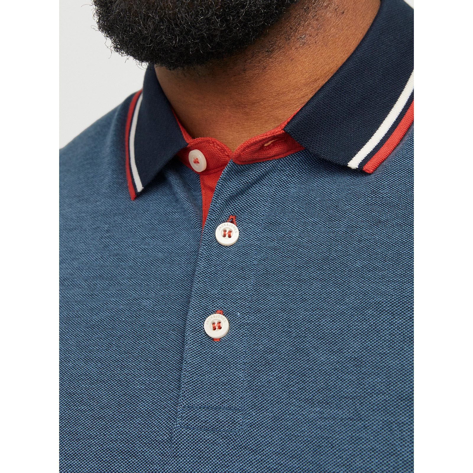 Jack & Jones Poloshirt Jack & Jones Poloshirt Übergröße denimblau melange