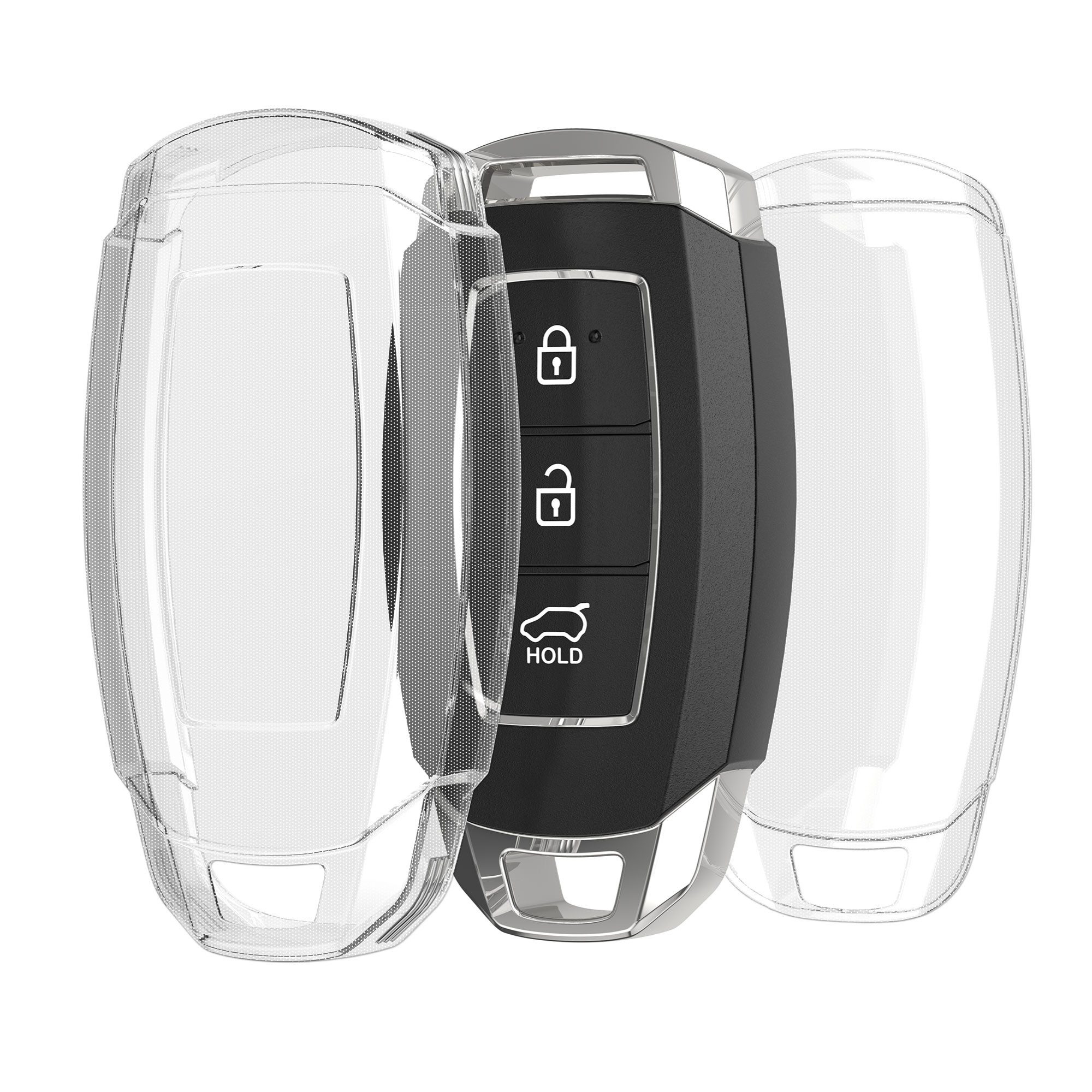 kwmobile Schlüsseltasche Hülle für Hyundai 3-Tasten Autoschlüssel Keyless Go (1-tlg), Schlüsselhülle - Autoschlüssel Silikon Cover