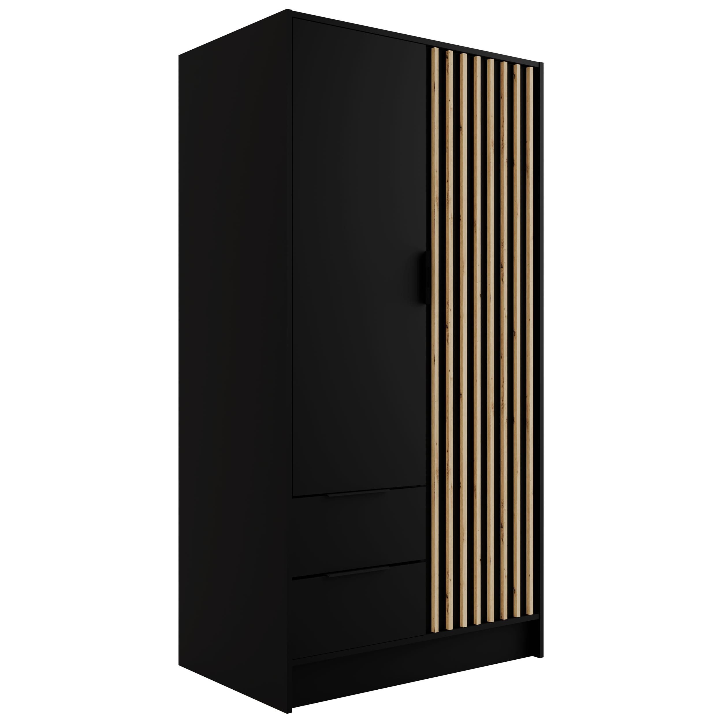 ALTDECOR Drehtürenschrank NELIA (Kleiderschrank Garderobenschrank mit viel Stauraum, Moderner Schrank) Vielseitiger Drehtürenschrank mit Spiegeltüren Spiegel Lamellen