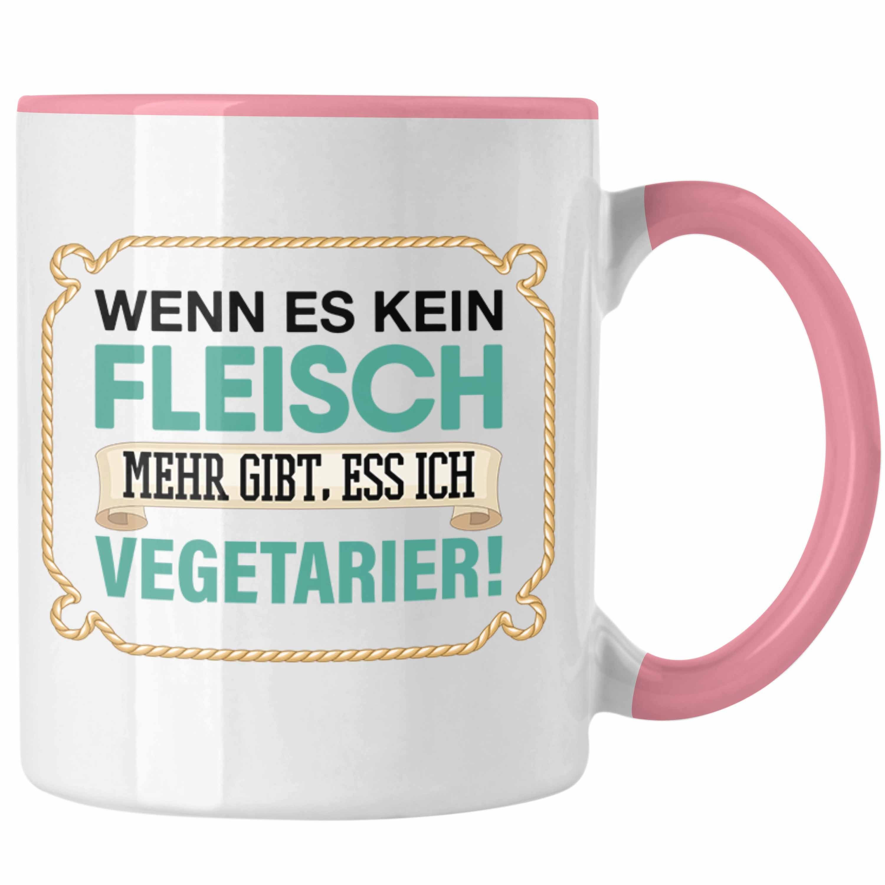 Trendation Tasse Anti Vegetarier Tasse Geschenk Wenn Es Kein Fleisc Rosa