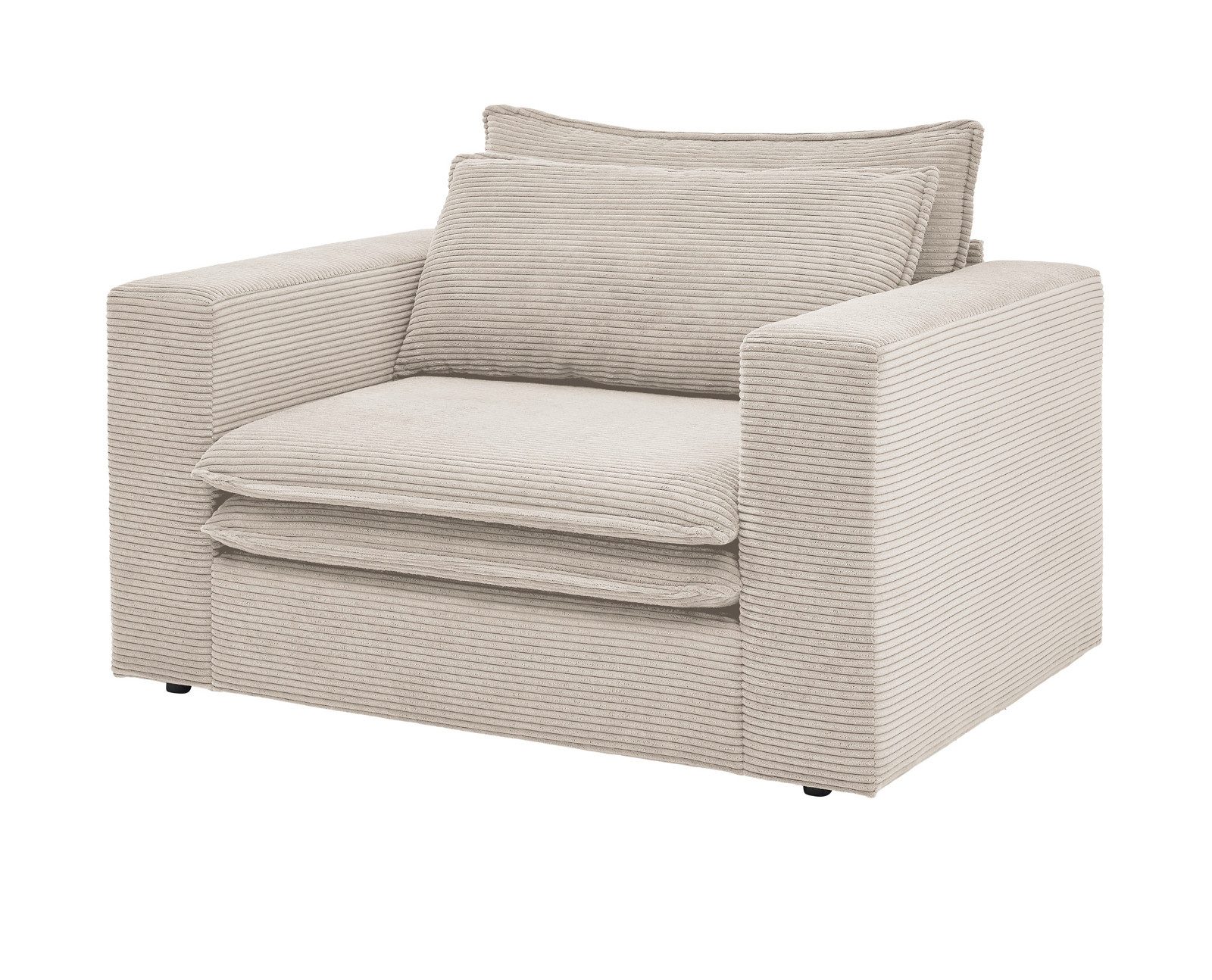 Furn.Design Loveseat Pesaro (XXL Polstersessel mit Cordbezug, Breite 125 cm), wahlweise mit Hocker
