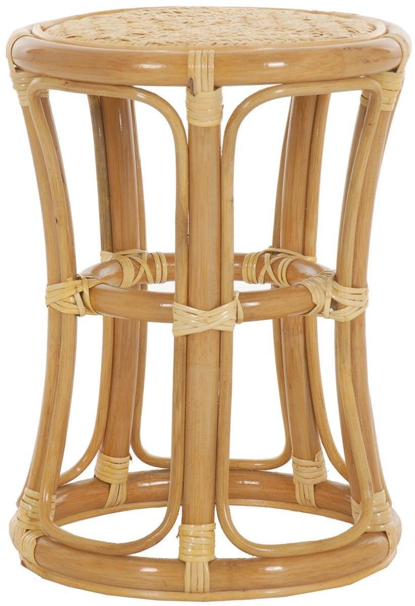 Krines Home Sitzhocker Hoher Rattan Hocker Rund Sitzhocker aus echtem Rattan/Rattanhocker, Blumenhocker Beistell Hocker Fußhocker Honig