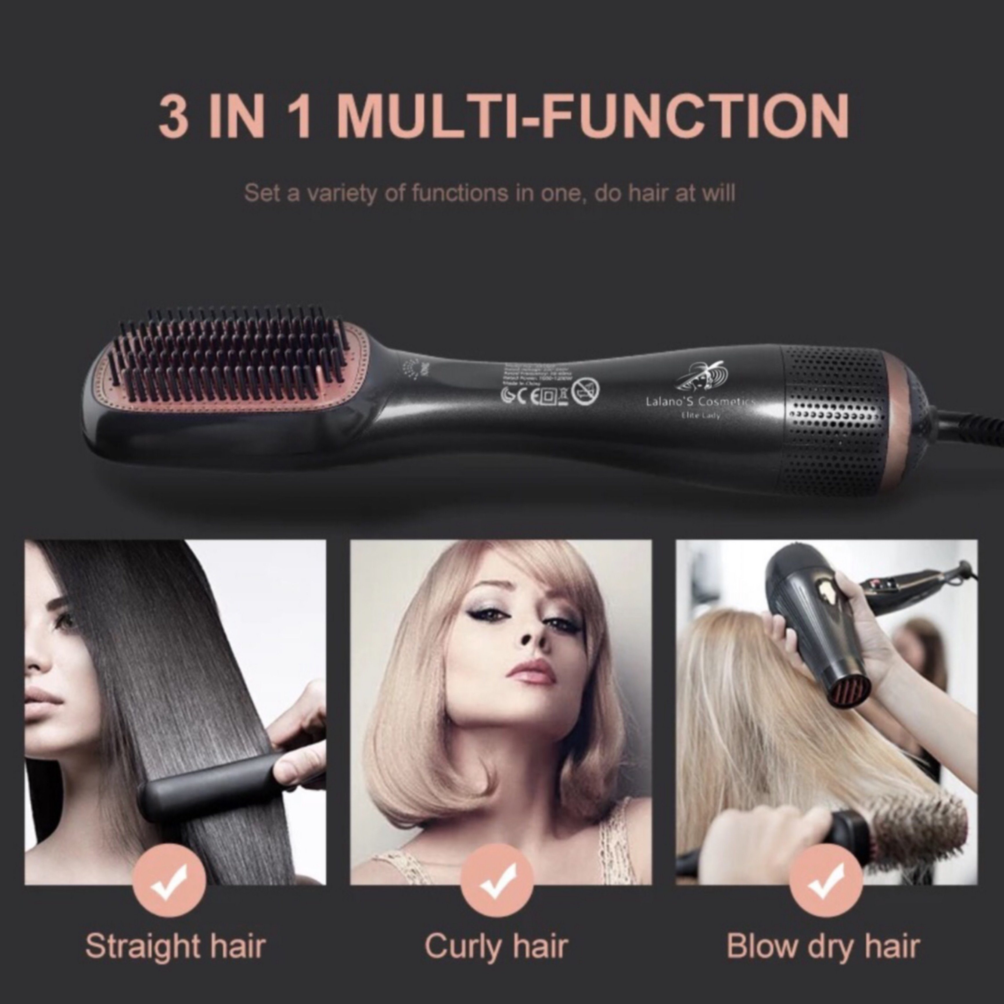 Lalano`S Cosmetics Haartrockner One Step Volumizer Hair Dryer Warmluftbürste, 1200,00 W, 3 in 1 Hairstylist Haarglättbürste