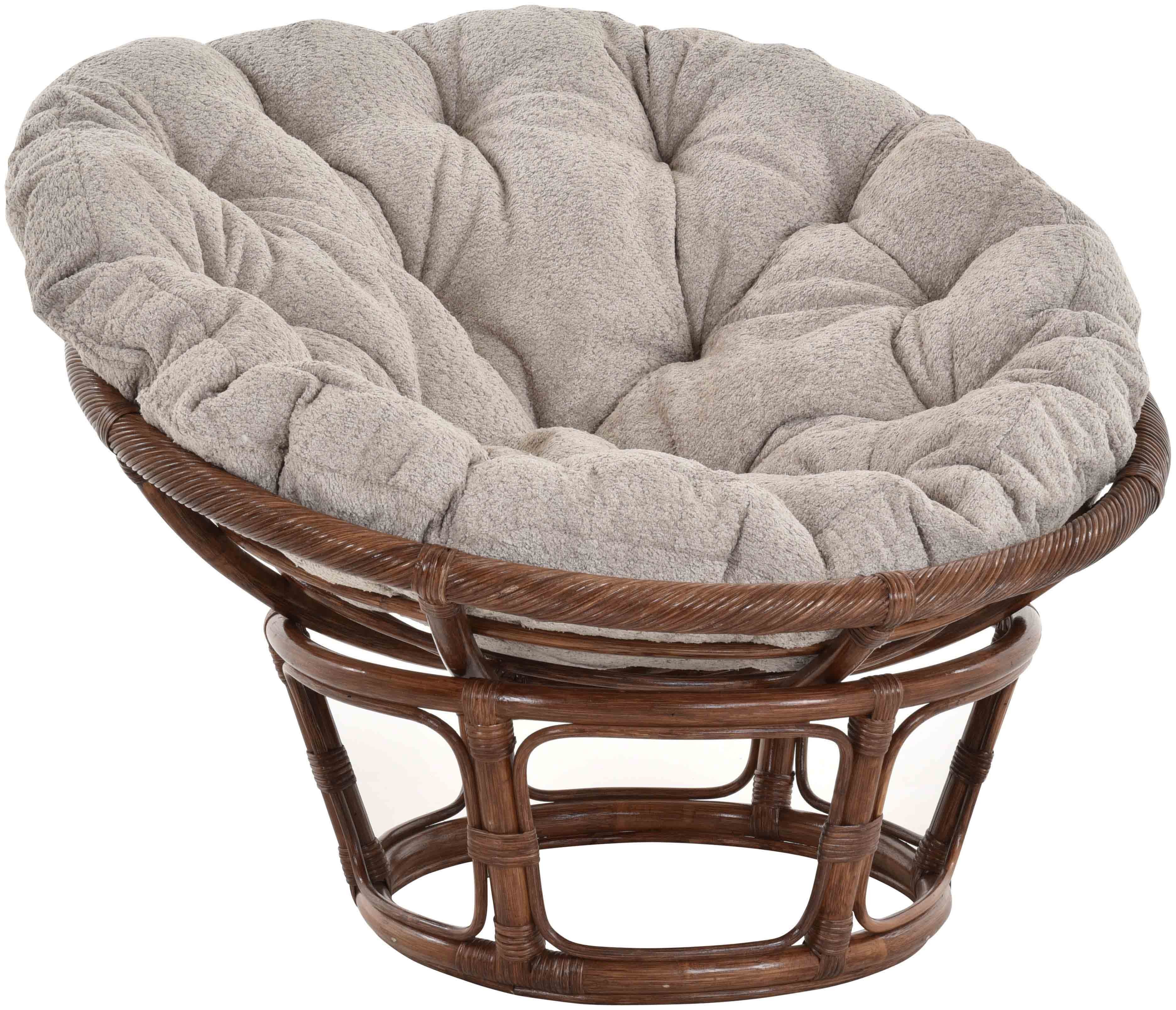 Liegesessel Dunkelbraun Papasan, (100cm), Home XXL XXL-Sessel Relax Krines Natur Kissen Papasansessel mit Rattan Chair