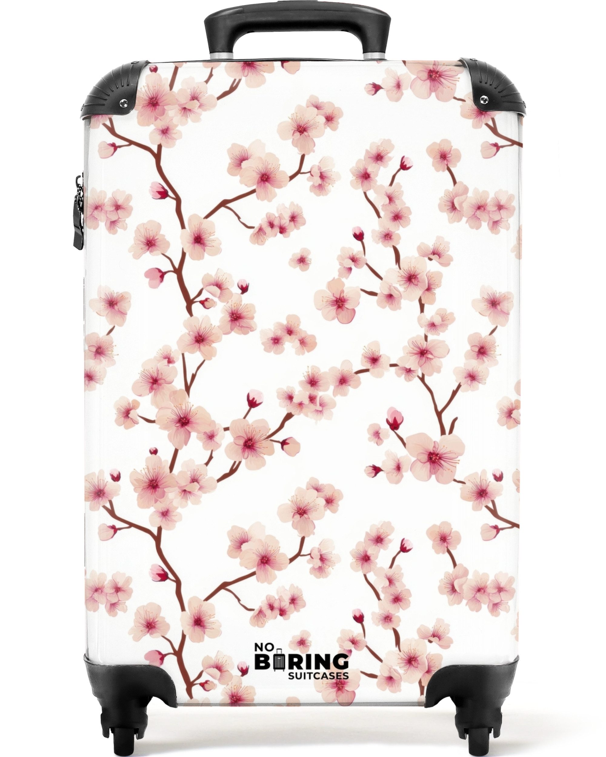 NoBoringSuitcases.com© Hartschalen-Trolley Kirschblüte - Zweige - Rosa 55x35x20cm, Kinder Koffer Klein, Trolley Handgepäck, Reisekoffer