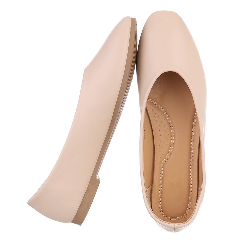 Ital-Design Minimalistische Damen Ballerinas für Alltag und Freizeit Ballerina (91554528) Blockabsatz Klassische Ballerinas in Beige