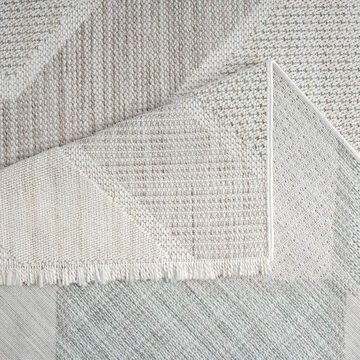 Teppich LINDO 8877, Carpet City, rechteckig, Höhe: 11 mm, Kurzflor, Hochtief-Muster/ 3D-Effekt, Fransen, Boho-Stil, Wohnzimmer