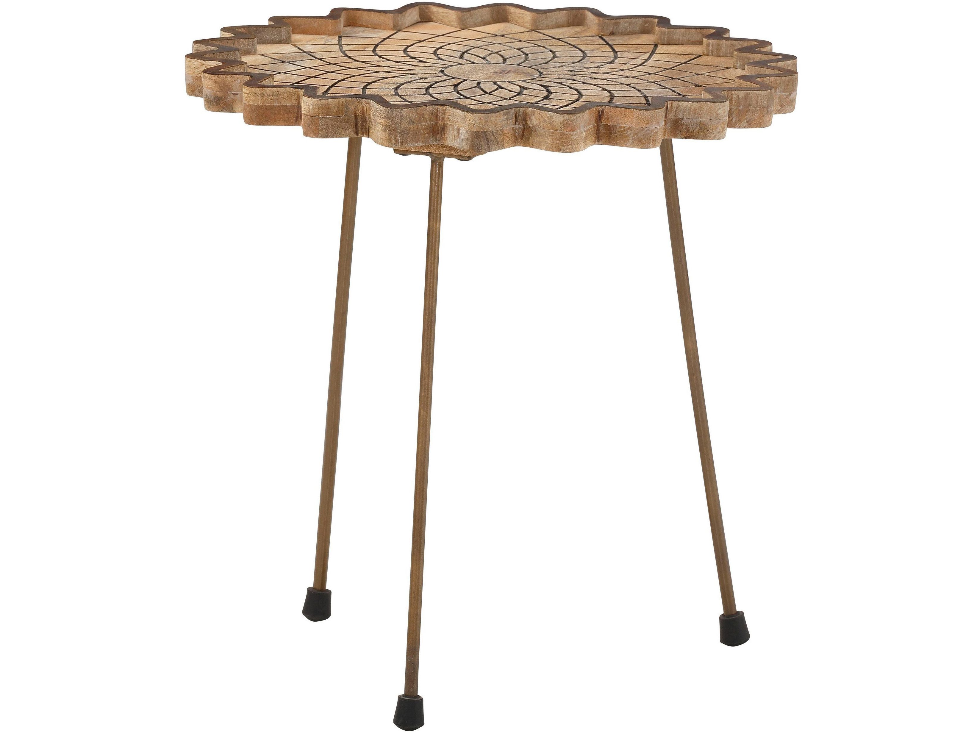 loft24 Wohnzimmertisch Kamille, Couchtisch aus Mangoholz, Blütenform, handgefertigt