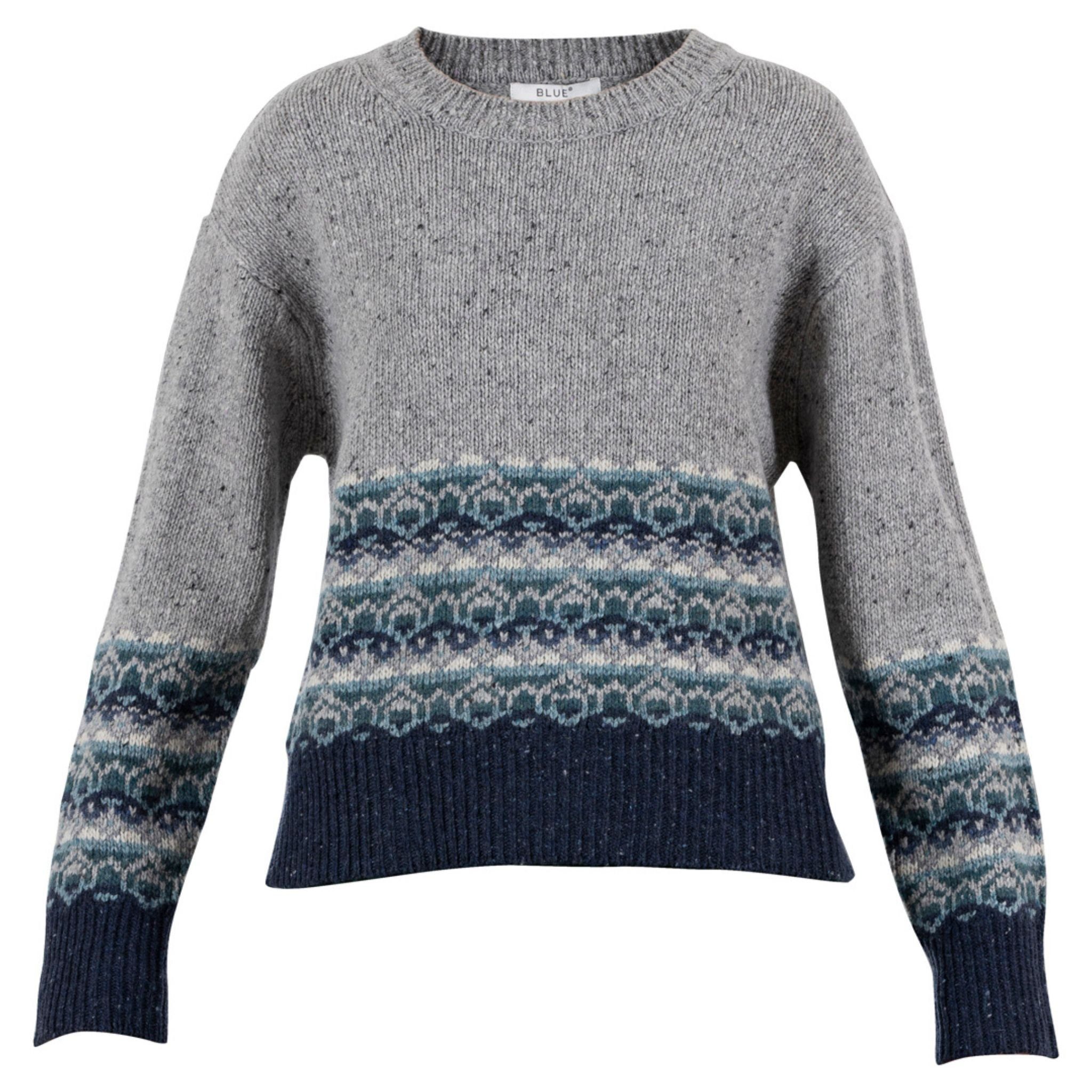 Dover Sportswear Blue Grau Wolle Strickpullover Strickpullover Creme aus Jaquard in o.