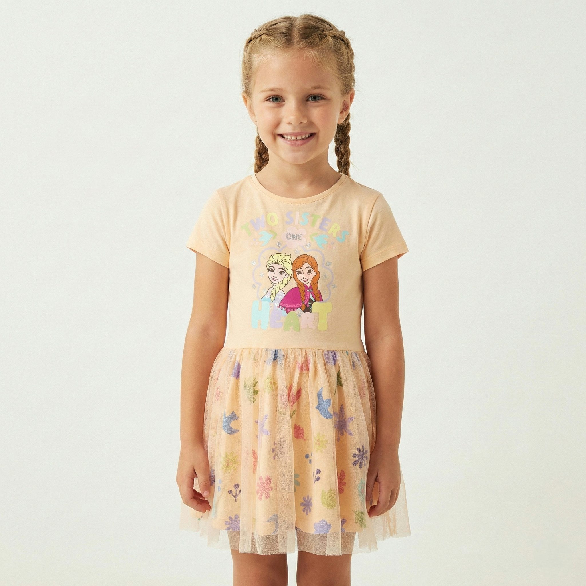 Disney Tüllkleid Disney Die Eiskönigin Elsa Anna Kinder Mädchen Sommerkleid Kleid 100% Baumwolle, Gr. 92 bis 128