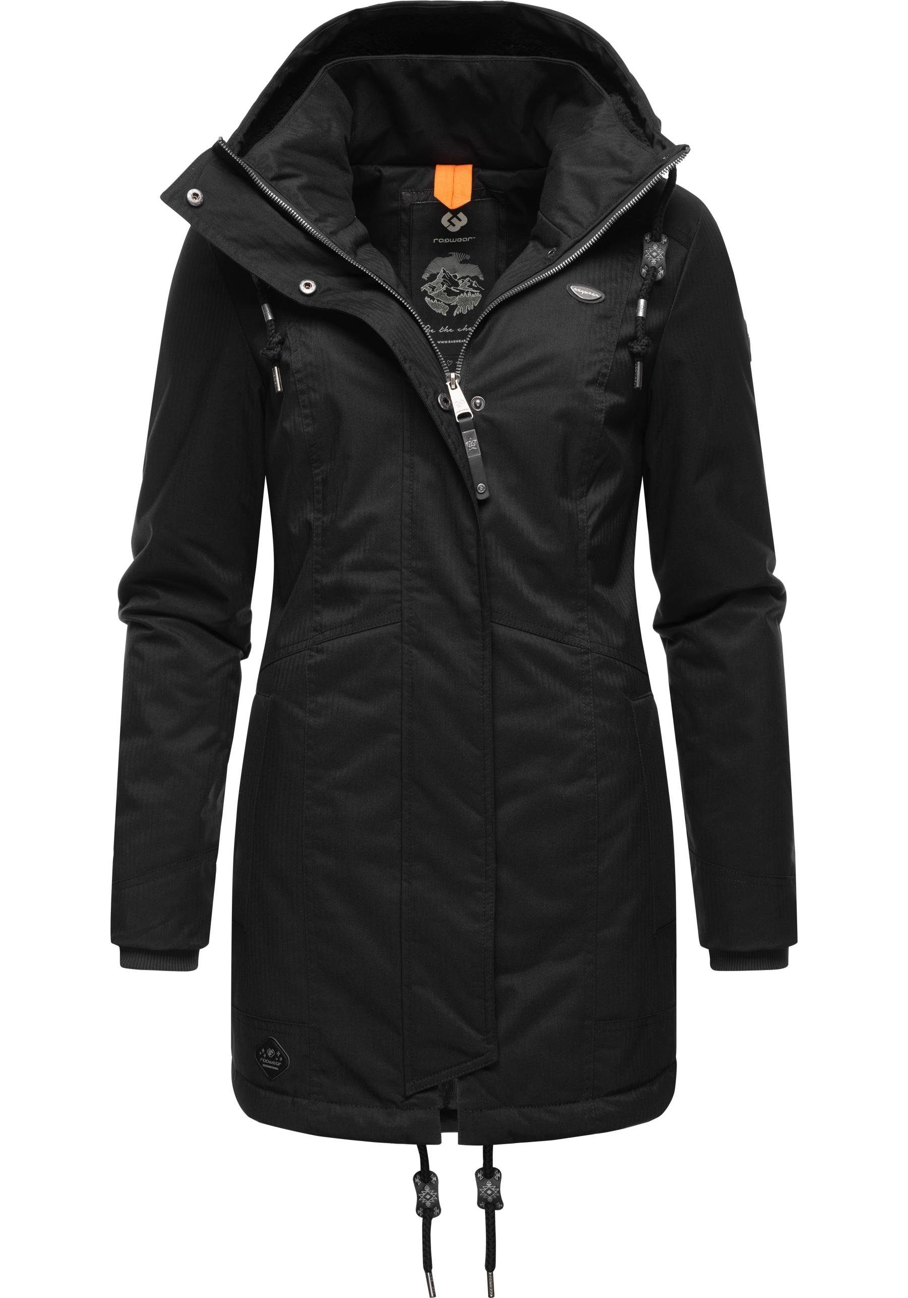 Winterparka mit Teddyfell Innenfutter stylischer black Ragwear Tunned Winterjacke