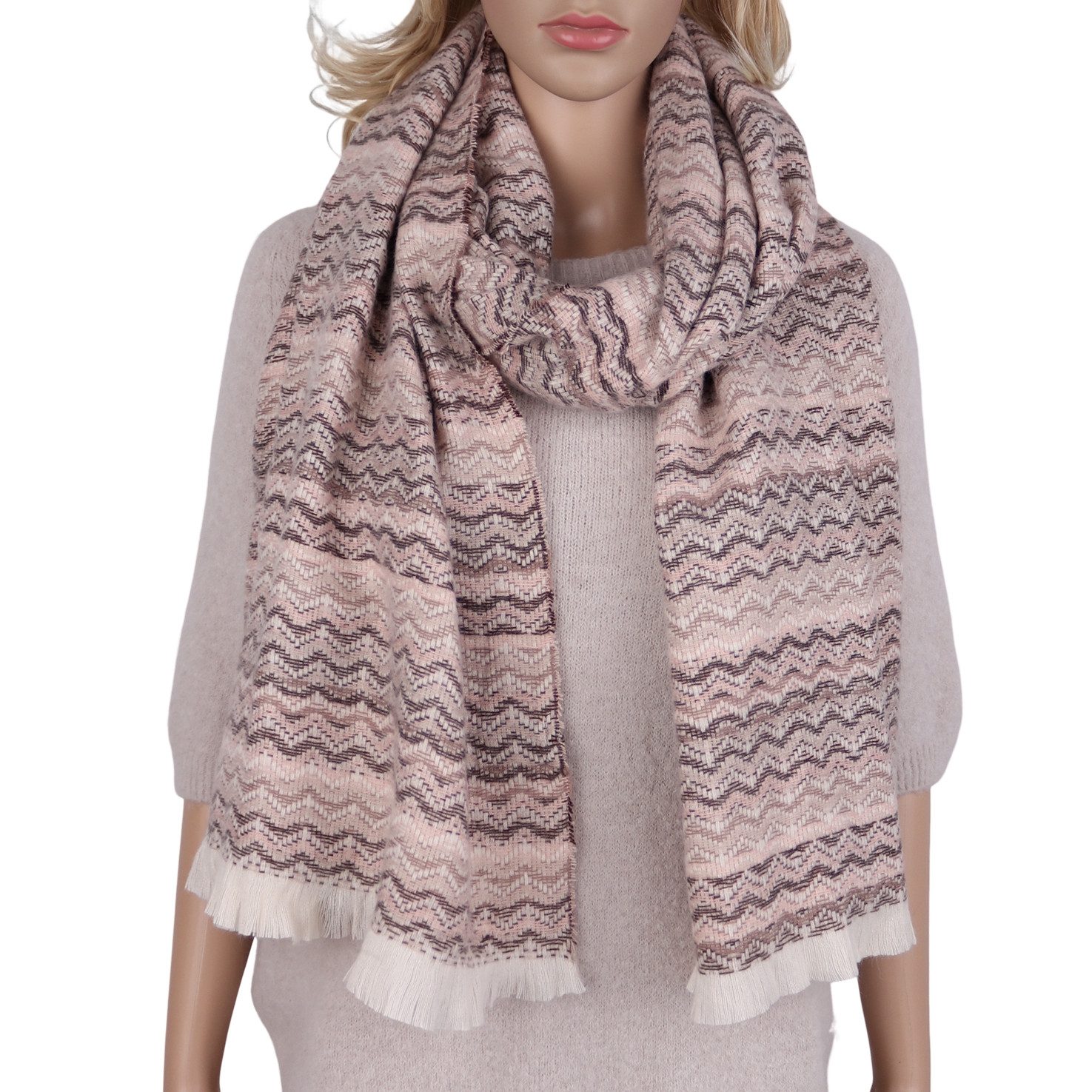 Modeschal weicher und warmer Schal Wellenmuster, 70x180cm