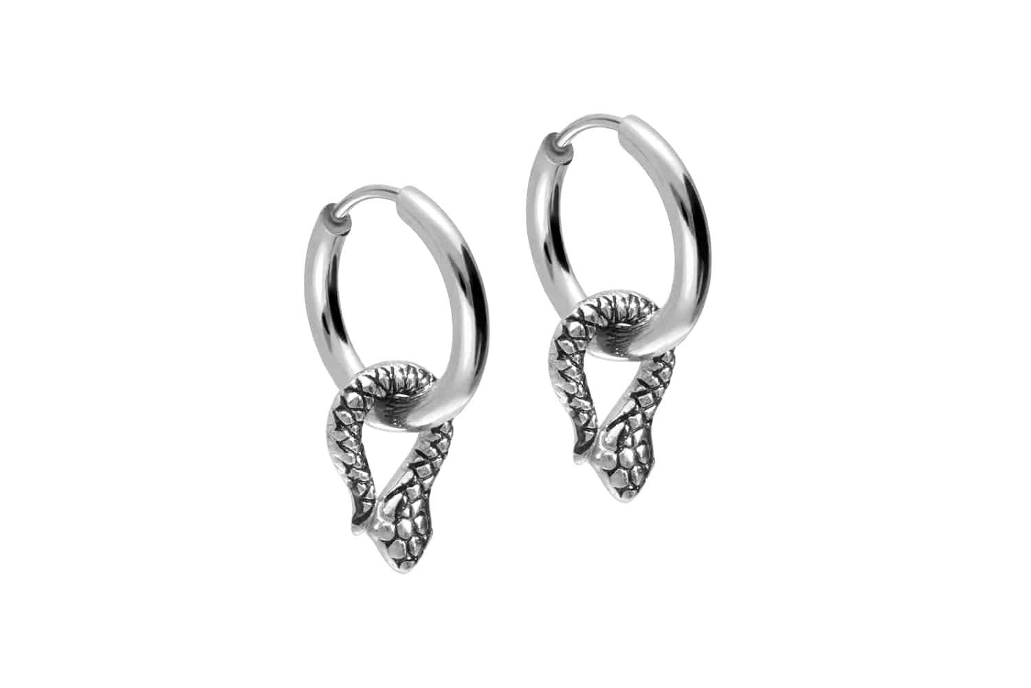 Paar Creolen Chirurgenstahl Ohrclicker Creolen SCHLANGE
