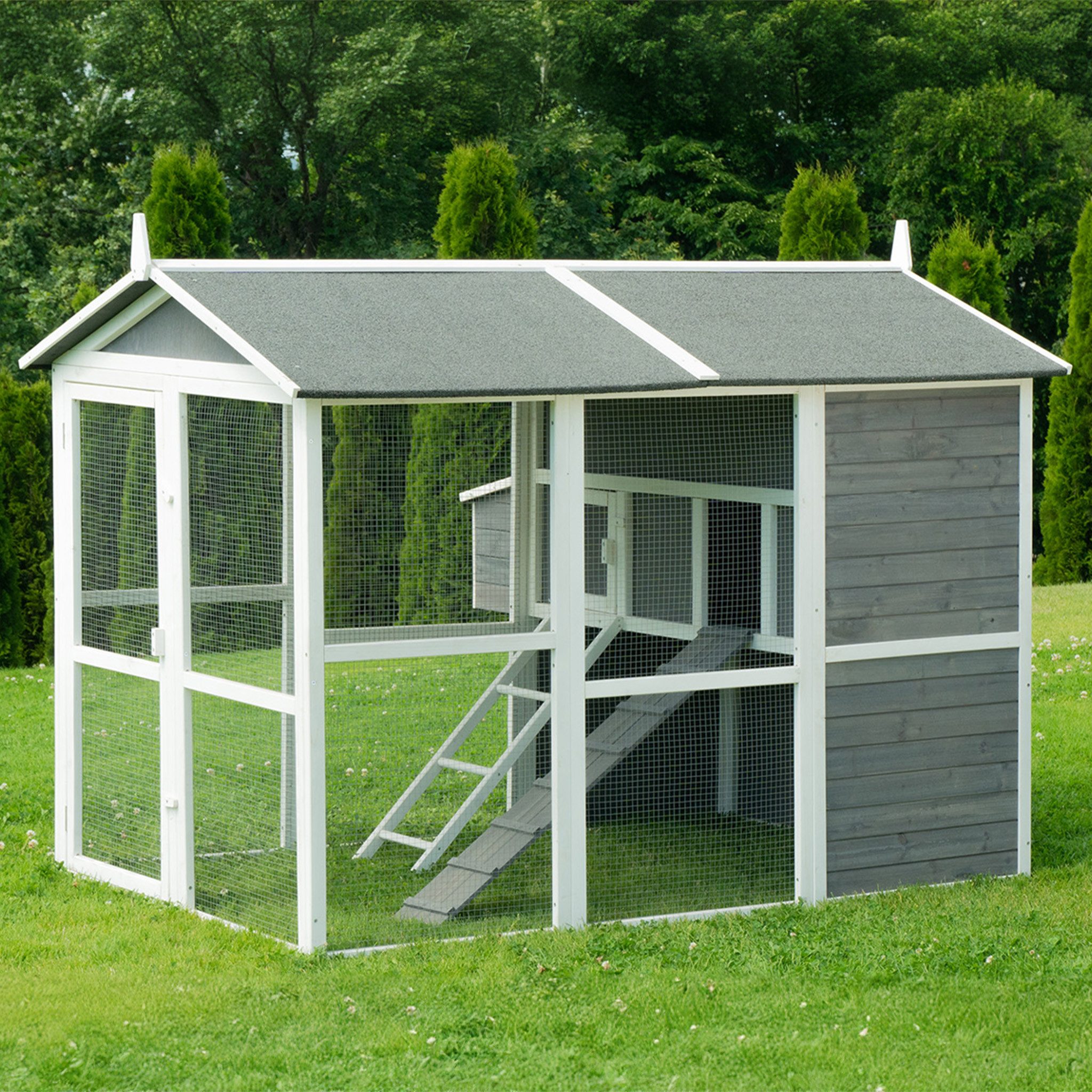 My Animal Hühnerstall XXL Hühnerstall MH-15 - 7 Hühner - Hühnerkäfig - Wetterbeständig, Zwei trennbare Etagen - Nistkasten - Sitzstange - Hühnerhaus