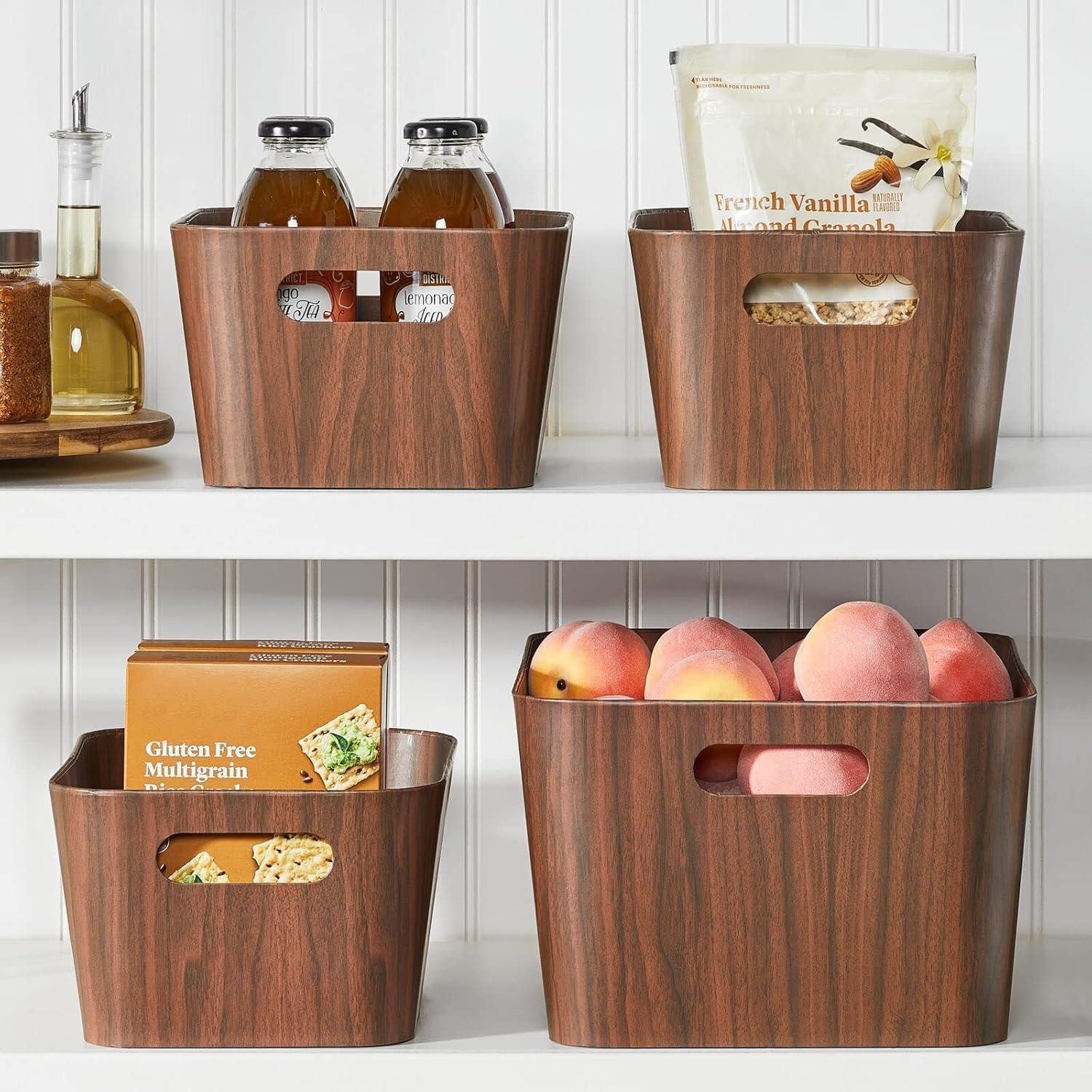 mDesign Aufbewahrungssystem mDesign Aufbewahrungsbox Ordnung Organizer 4er Set Kisten Boxen Holz