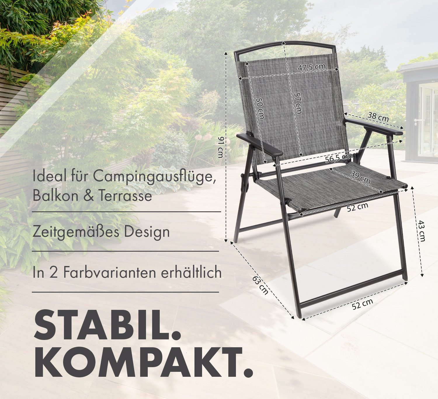 BRUBAKER Campingstuhl Bergamo - Camping Gartenstuhl günstig online kaufen