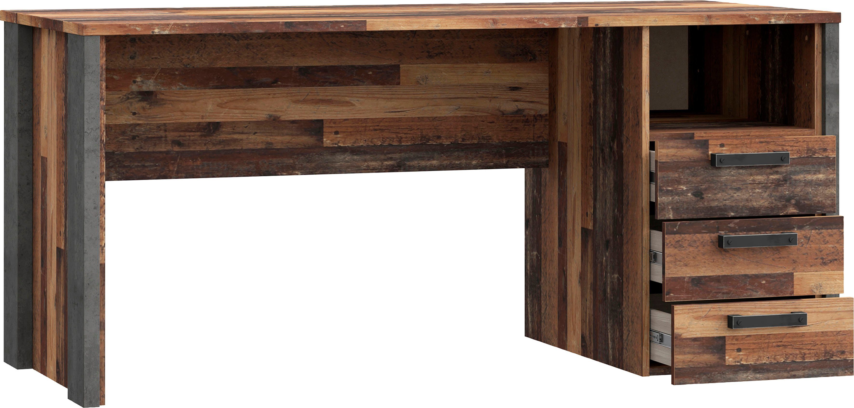 FORTE Schreibtisch Clif, Computertisch mit Schubladen, Industriedesign, Breite 160 cm