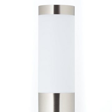 Lightbox Außen-Stehlampe, ohne Leuchtmittel, Pollerleuchte, 81 cm Höhe, Ø 7,5 cm, E27, Edelstahl/Kunststoff