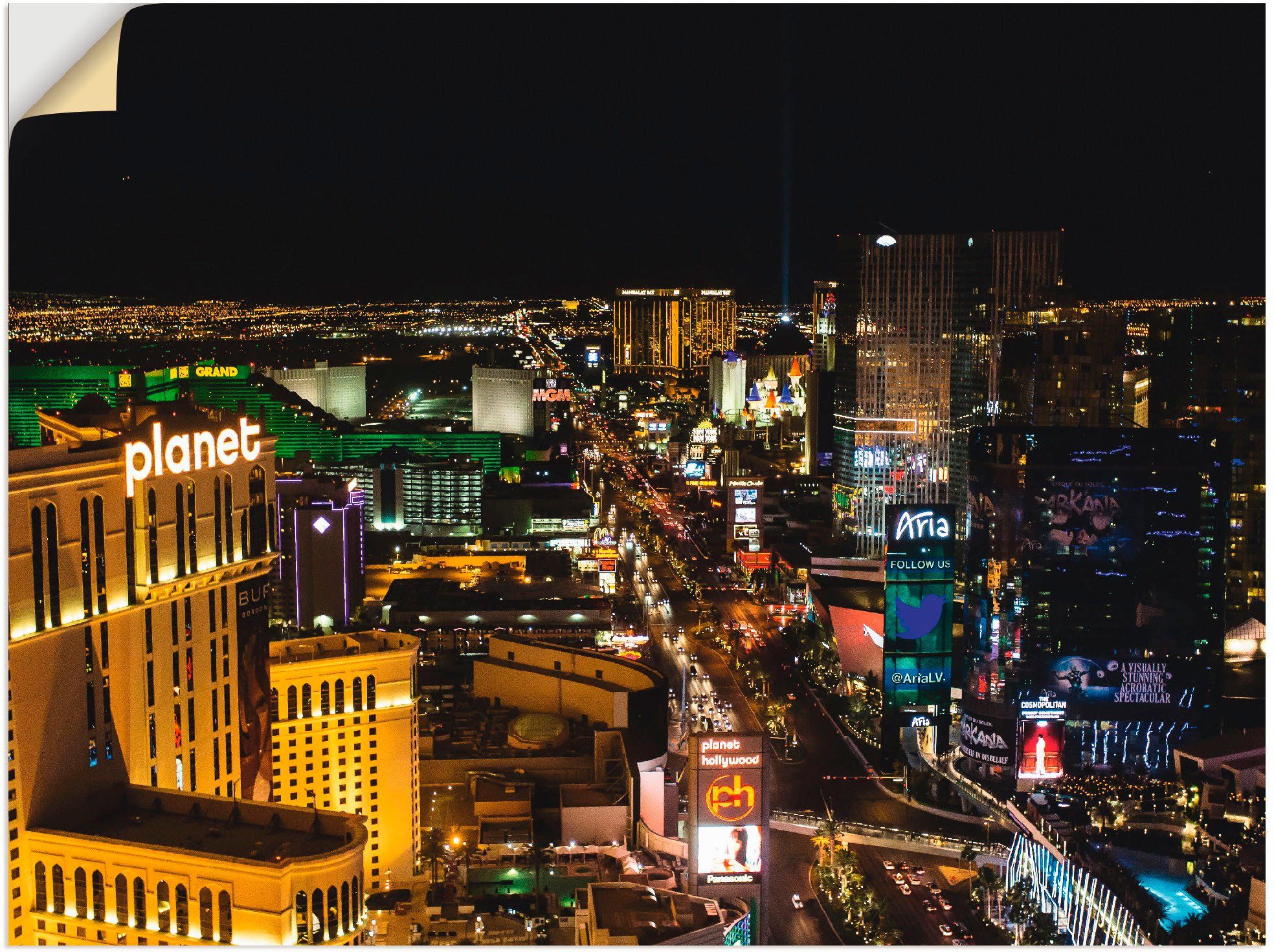 Artland Wandbild Las Vegas bei Nacht, Amerika (1 St), als Leinwandbild, Wandaufkleber oder Poster in versch. Größen | Poster