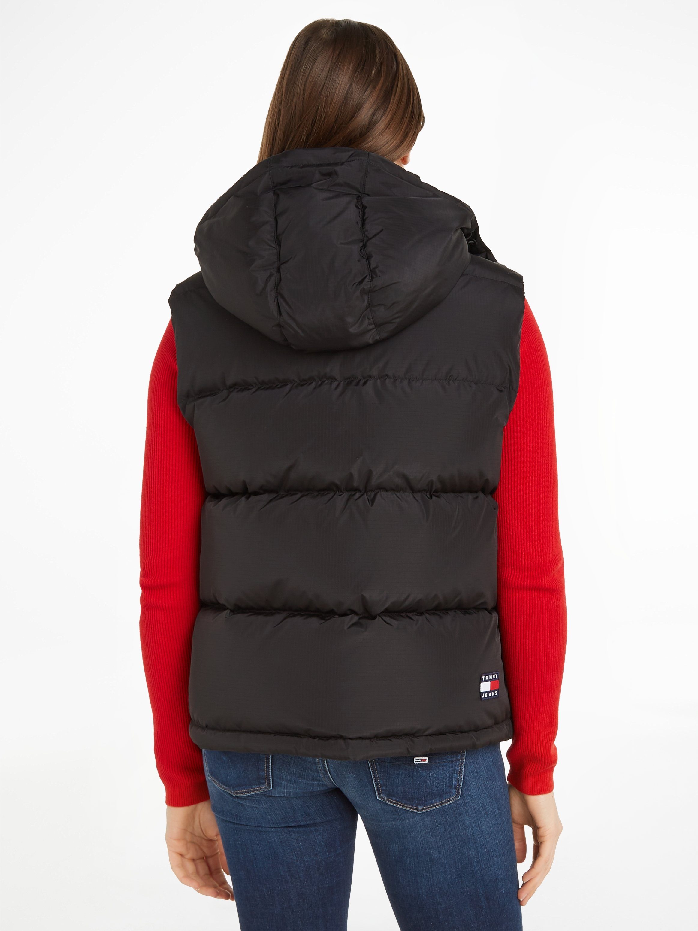 Tommy Jeans Steppweste TJW schwarz ALASKA PUFFER Kragen VEST am Aufhänger mit