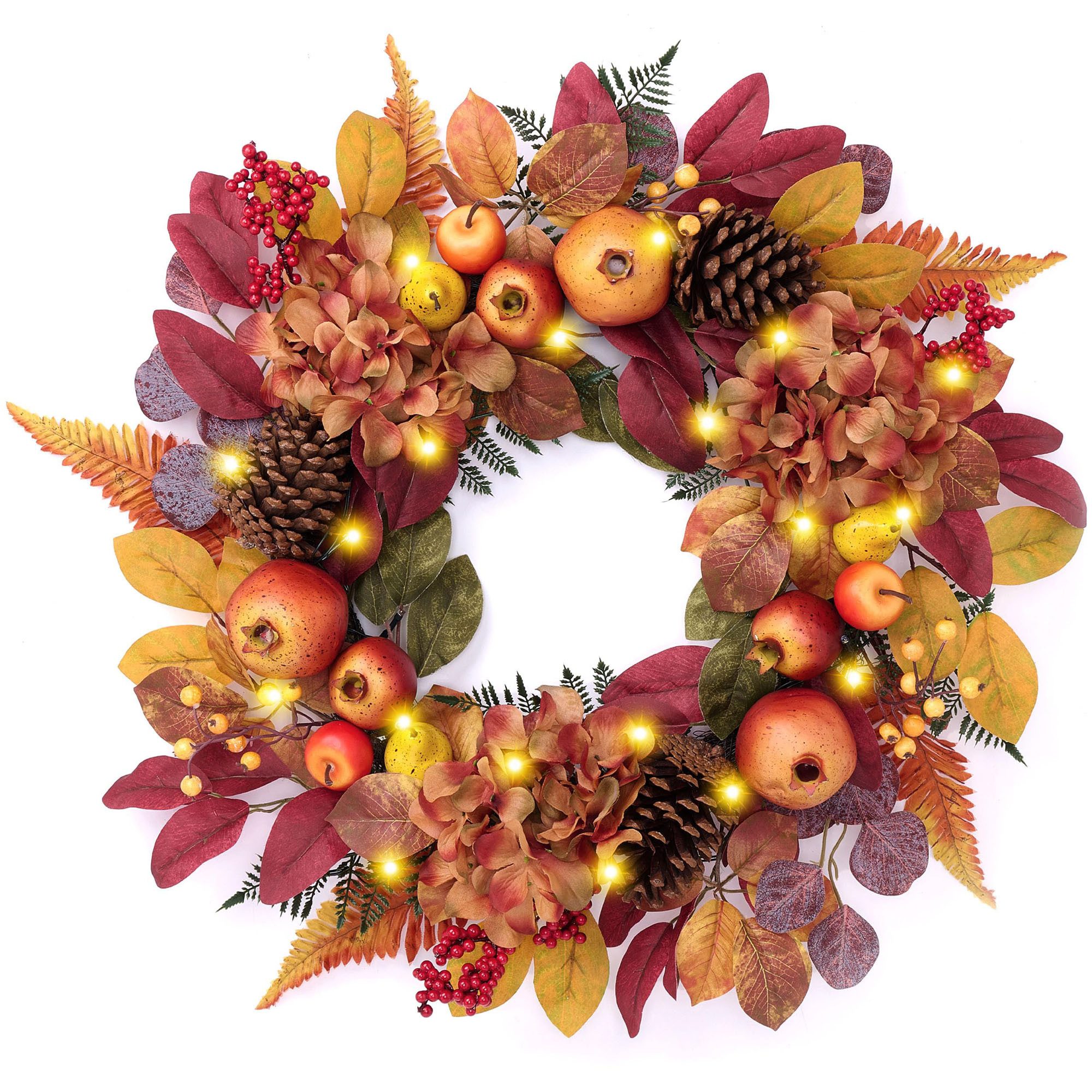 Agger Dekokranz Herbst-Beerenkranz, Herbstlicher Türkranz, geeignet für Haustüren, Veranden und Thanksgiving-Erntedekoration