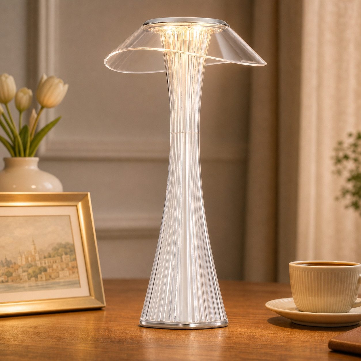 Nettlife LED Nachttischlampe Dimmbar Modern USB mit 3 Helligkeitsstufen Tischleuchte Tischlampe, Dimmbar, LED fest integriert, Naturweiß, Kaltweiß, Warmweiß, für Schlafzimmer, Büro, Wohnzimmer, Arbeitszimmer