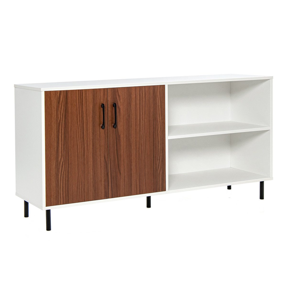 COSTWAY Sideboard, mit Schrank und 2 offenen Fächern,Holz,148x40x75cm günstig online kaufen