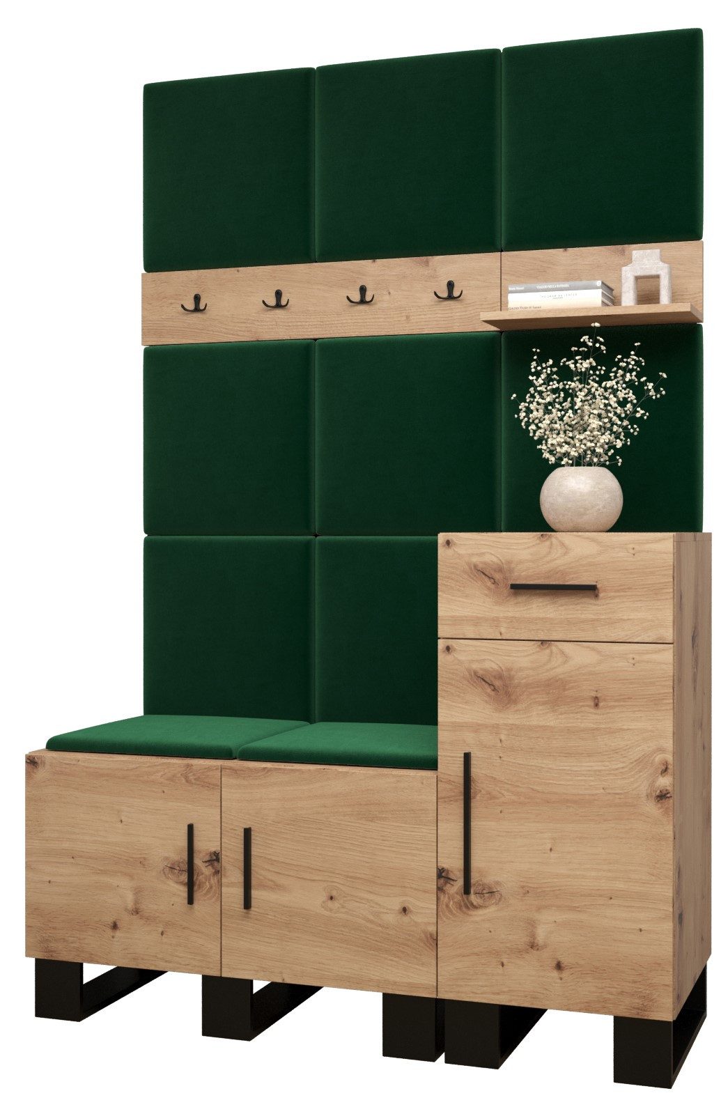 ABIKS MÖBEL Garderoben-Set ARTIN Set 5 Garderobe mit gepolsterten Paneelen, Industriell Design