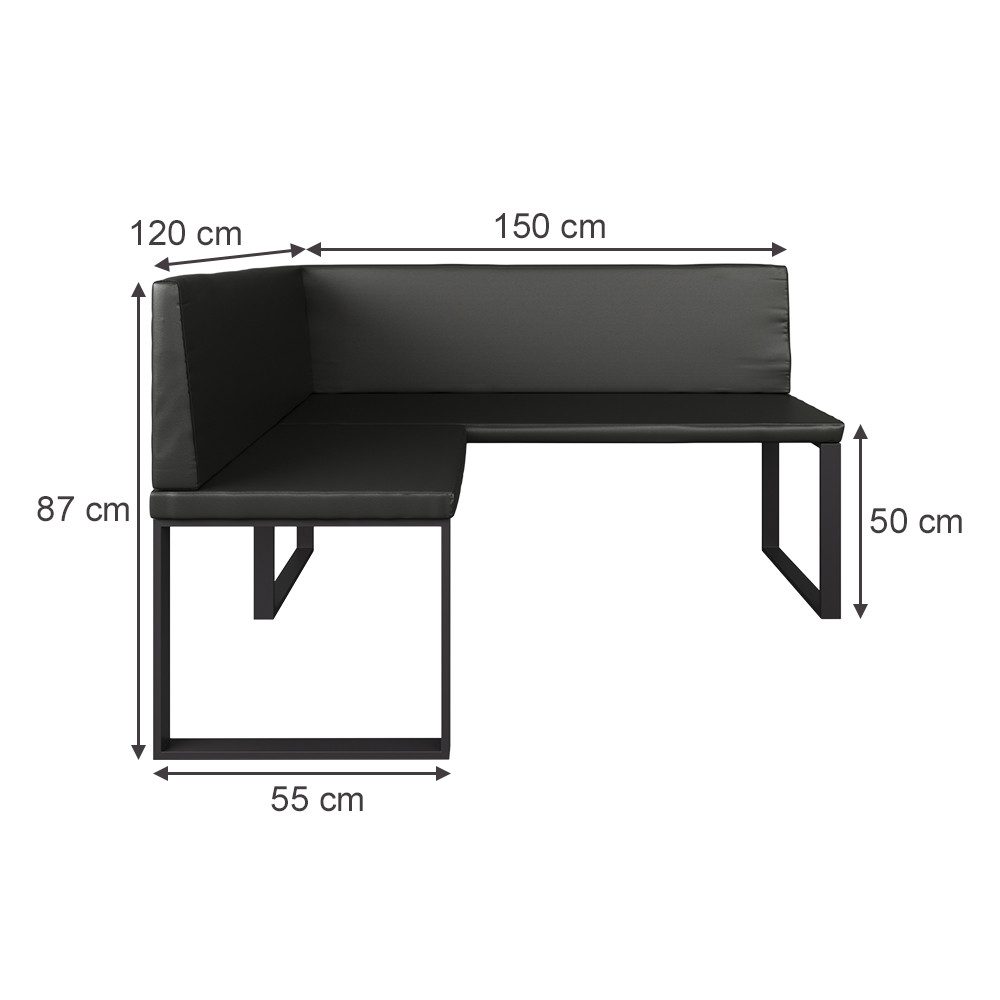 Vicco Sitzbank Ravon, Schwarz, 120 x 150 cm (1-St)