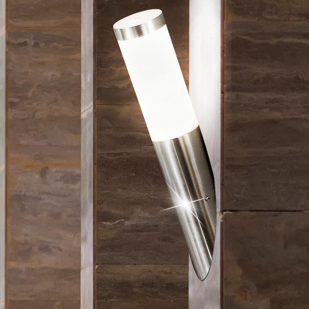 cm nicht Edelstahl Leuchtmittel Wandlampe 3er H Set Fassadenleuchte Außen-Wandleuchte, inklusive, 40 etc-shop Außenlampe silber